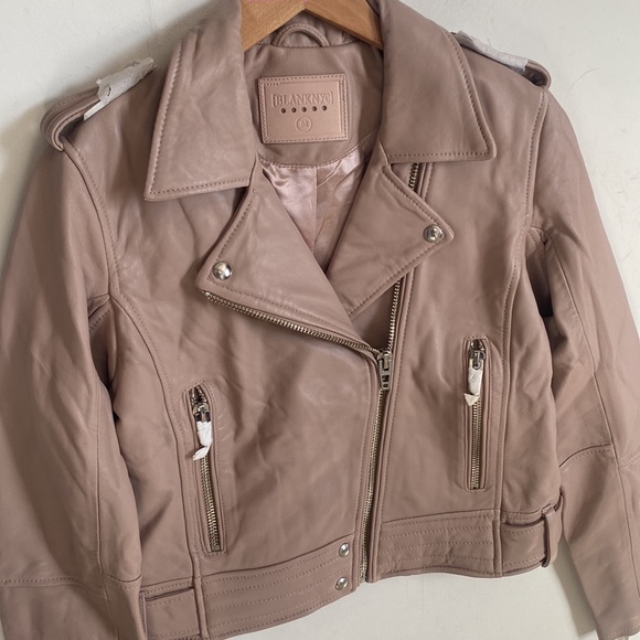 (A8) NEW Blank NYC Pink Genuine Leather Moto Jacket, Size Medium, NWOT - Picture 7 of 14